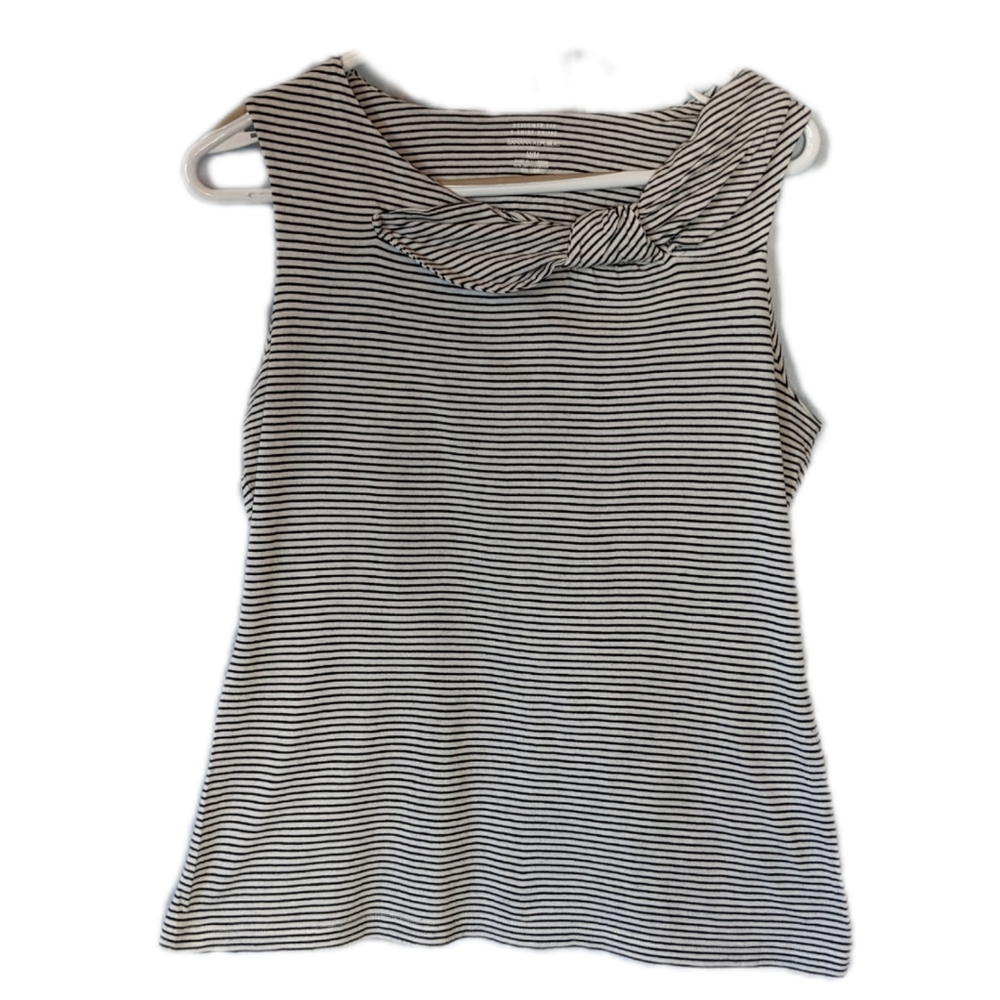 Banana Republic Striped Tank with Bow black and white size medium
